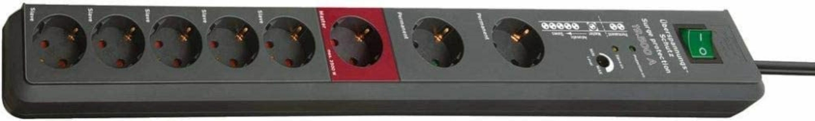 Brennenstuhl Secure-Tec, Steckdosenleiste 8-fach mit Überspannungsschutz und Mas