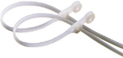 ECM, 100 Pack, 8'' Black Mounting Cable Tie, Nylon, Ultra Violet Resistant, 50 LB