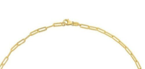 Pre-owned Link 14kt Yellow Gold Lite Paperclip Cable  Chain Bracelet 7.5" 2.5 Grams 4.2mm In No Stone