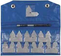 15 Piece Steel Radius Gage Set: 1/32'' to 1/4'' Radius, Satin Chrome Finish