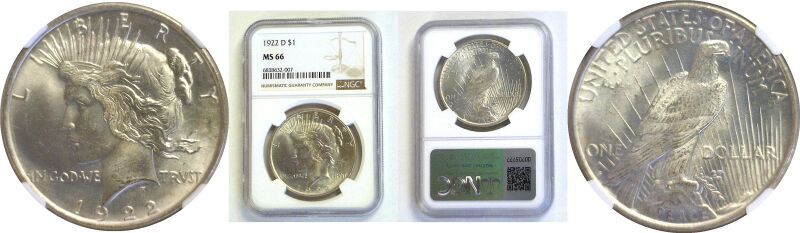 1922-D $1 Peace Dollar NGC MS-66