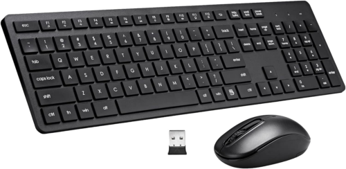 Wireless Keyboard and Mouse Combo, 2.4G Silent Cordless Black