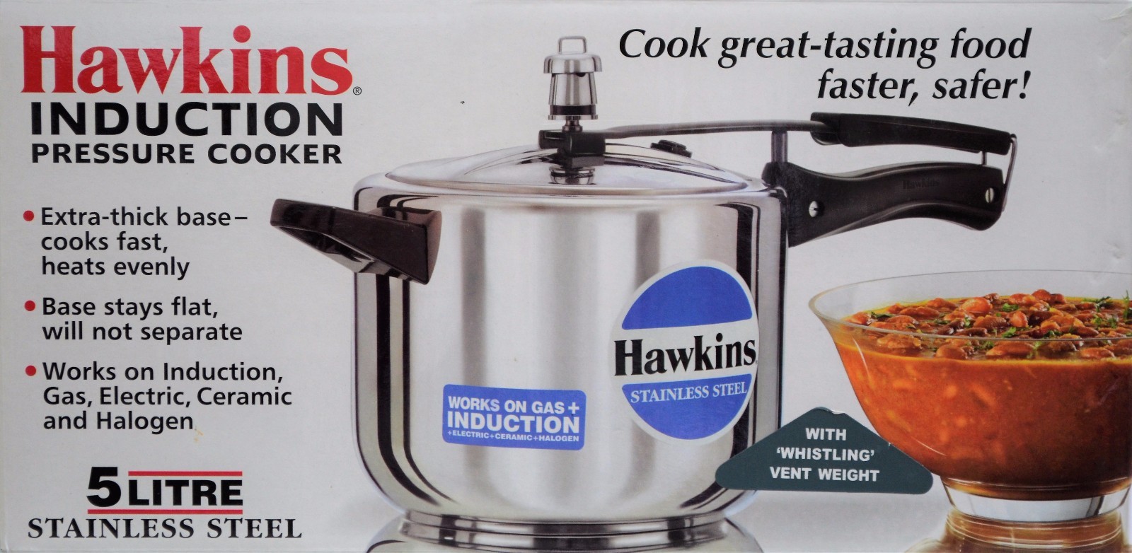 NEW Hawkins 5 Liters Stainless Steel Pressure Cooker 5L