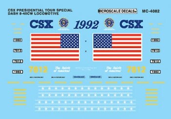 Microscale HO Scale Decals: CSX Dash 8-40CW Diesels - #7812 - Presidential To...