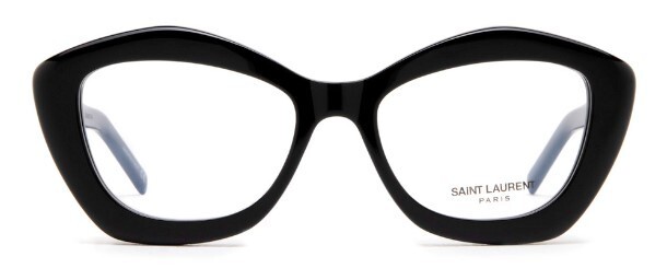 Pre-owned Saint Laurent Sl 68 Opt 001 Black/black Cat-eye Full-rim Women's Eyeglasses In Clear