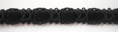 4 Yds. Wright's Black 9/16'' Velvet Nylon/Rayon Gimp Braid H-74b