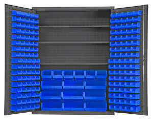 Durham SSC-185-3S-NL-5295, 3 Shelf Cabinet w/ 185 Blue Bins, 60''x24''x78''