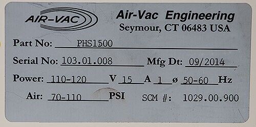 Air-Vac PHS1500/PHS-1500 PCB Printed Circuit Board IR Preheater w/Air Knife Cool