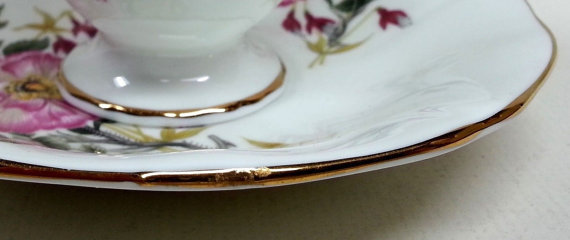 Adderleys Footed Cup & Saucer, Fine Bone China England, Pink Floral H605 Pattern