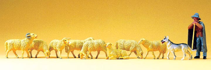 Figuren Preiser Spur 0 1:43 65325: SchÃ¤Fer, Schafe Und Hund