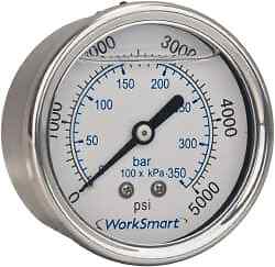 Value Collection 2'' Dial, 1/4 Thread, 0-300 Scale Range, Pressure Gauge Cente...