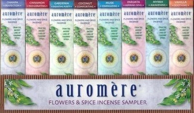 Auromere Ayurvedic Products Цветы и специи Набор образцов благовоний, 8 штук благовоний