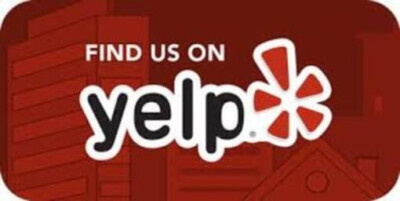 Find Us On Yelp Sticker - Set of TWO stickers, peel and stick