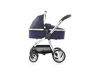 Limited edition Navy blue and silver egg pram