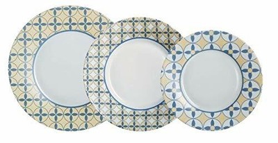18-pc Luminarc Dinnerware Plates Set Unbreakable Shockproof Tempered Glass Beige