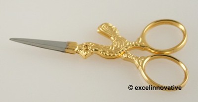 Embroidery Stitching Scissors 3.5'' Fine Point Gold Ring