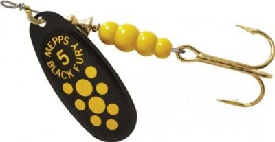Mepps Black Fury Plain Treble Spinner Yellow Dot Size 5, 1/2 Oz - BF5 Y