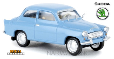 Skoda Octavia berline 2 portes bleu pastel (1960) - Brekina - Echelle 1/87 (H0)