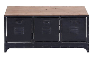 Deco 79 51851 Brown Metal Wood Storage Bench With 3 File Cabinet