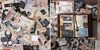 200 Pcs Vintage Junk Journal Supplies Scrapbooking Kit for Art Collage Album