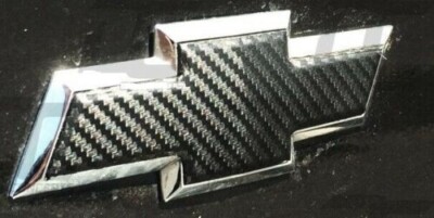 For 2007-2013 Chevy Silverado Front & Rear Emblem Insert Decal Carbon Fiber