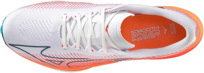 Pre-owned Mizuno Men's Wave Rebellion Pro Running Shoes - White / Silver / Orange - 11 Us