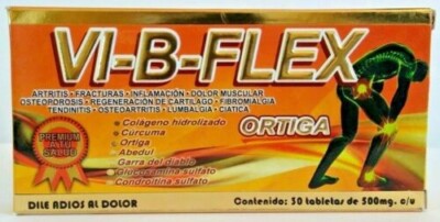 VI-B or VI-B-FLEX ORTIGA CURCUMA GLUCOSAMINA MSM COLAGENO CARTILAGO DE TIBURON