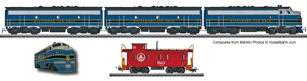 Marklin 37618 USA B&O F7 ABB Diesel loco set w tinplate