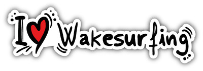 I Love Wakesurfing Car Bumper Sticker Decal 8'' x 2''