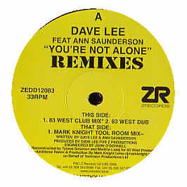 Dave Lee Feat Ann Saunderson - You'Re Not Alone (Remixes) - UK Promo 12'' Viny...