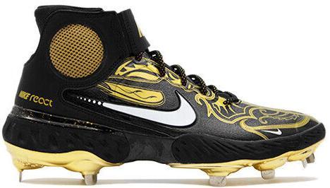 Size 14 Nike Alpha Huarache Elite 3 Mid Black Metallic Vivid Gold Acquisti Online su eBay