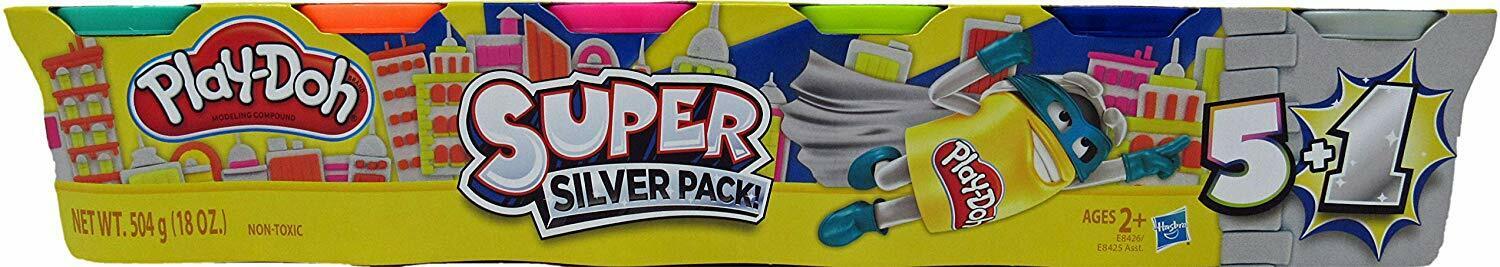 PLAY-DOH Play-Doh Super Silver 5 Pack Plus 1, assorted color