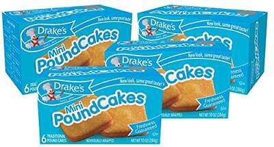 Drake's Mini Pound Cakes, 4 Boxes, 24 Individually Wrapped Traditional Cakes
