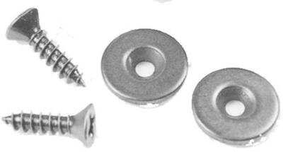 (5 Pack) Round Nickel Strike for Magnetic Catches w/ Screw - 5/8 inch