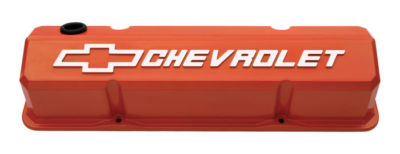 Proform 141-924 Slant Edge Valve Covers For SBC Orange Cast Aluminum PAIR