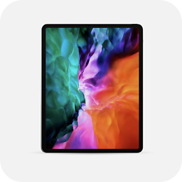A tablet with a multicoloured background linking to refurbished tablets page