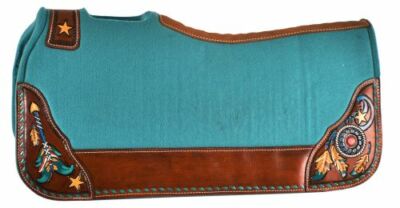 CANVAS COVERED TURQUOISE UNICORN SM PONY SADDLE PAD 22/" MINI HORSE