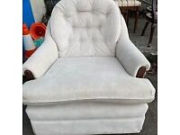 Beautiful button back cream armchair
