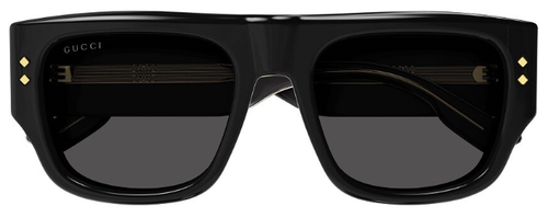 Pre-owned Gucci Gg1262s-001-54 Rectangle Black In Gray