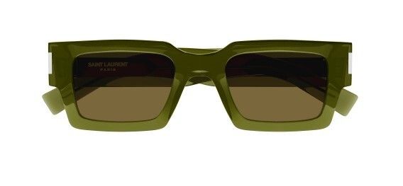 Pre-owned Saint Laurent Sl 572 005 Green/brown Square Unisex Sunglasses