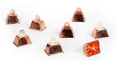 6 Copper Plated COW BELLS Crafts Chimes Pet Collar or Toy 1-1/4'' H Rectangular