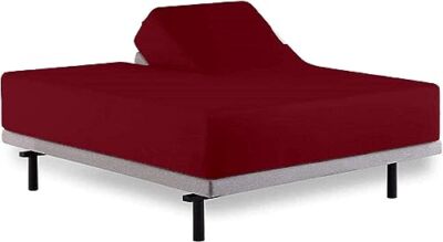 Top Split King Sheets for Sleep Number Flex Top Set : 78''x80'' + 34'' Burgundy