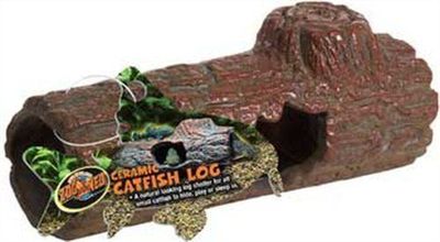 Zoo Med Ceramic Catfish Log Hide Away  6.45'' reptile cave