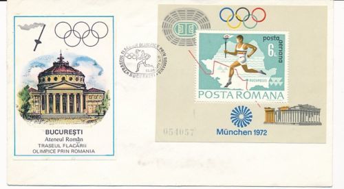 Olympics First Day Cover Romanian Stamps