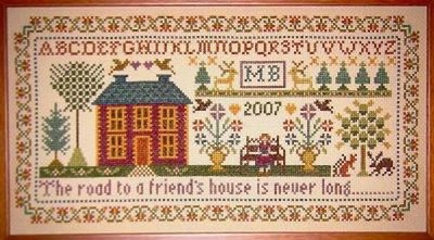 10% Off Moira Blackburn Samplers counted X-stitch chart - Friends House Sampler