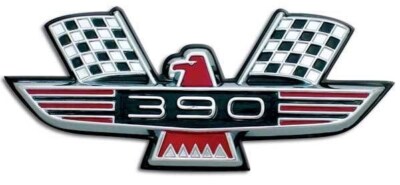 Ford Red Black & Chrome 390 Front Fender Bird Emblem