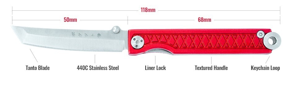 StatGear SG Pocket Samurai Aluminum Edition Red PKT-AL-RED Keychain Mini Knife