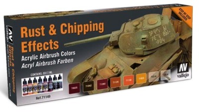 Vallejo Paint 71186 Rust & Chipping Effects Model Air Paint Set (Set of 8)