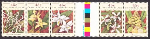 1994 Christmas Island Stamps - Orchids - MNH Gutter Strip of 5
