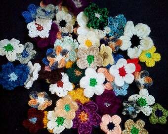 50 GehÃ¤Kelte Blumen - Applikation, HÃ¤Kelblumen, GlÃ¼Cksbringer, AufnÃ¤Her